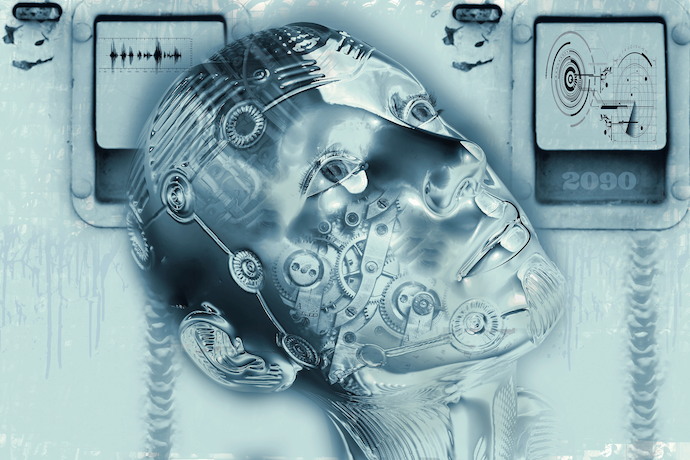 Kopf eines Cyborgs